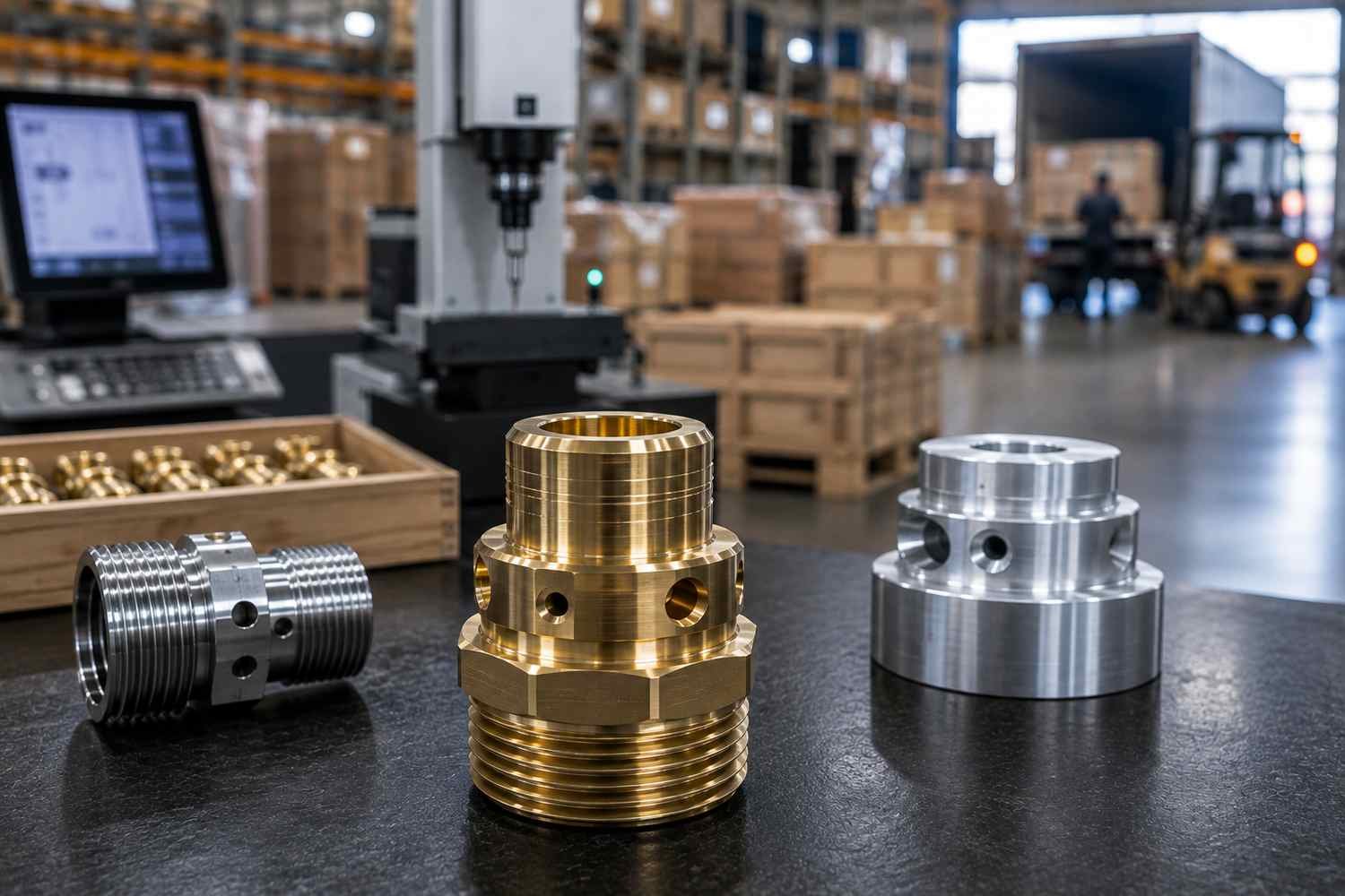 Precision-machined metal component prepared for global engineering export