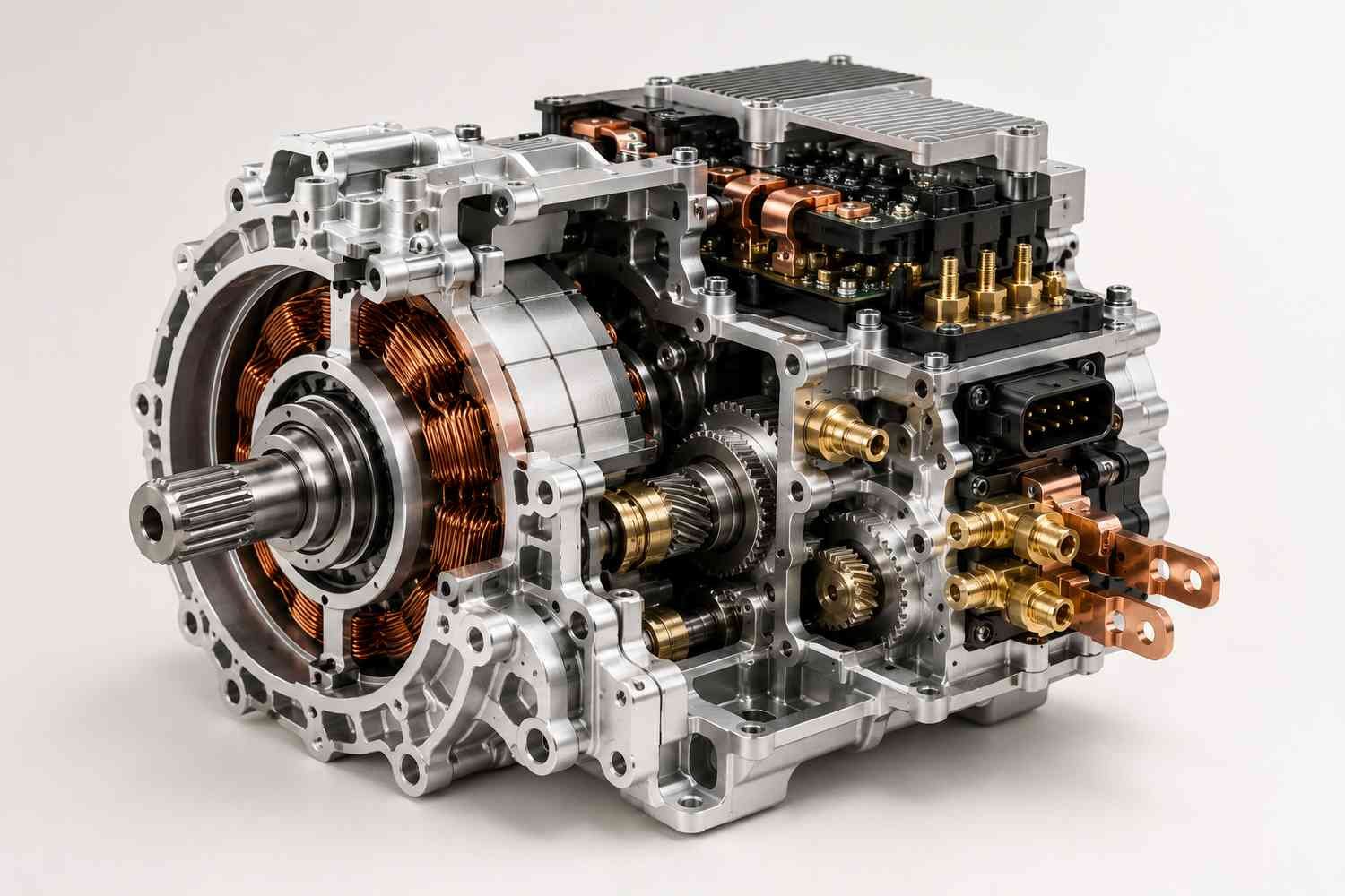 EV powertrain assembly showing precision metal components for localisation