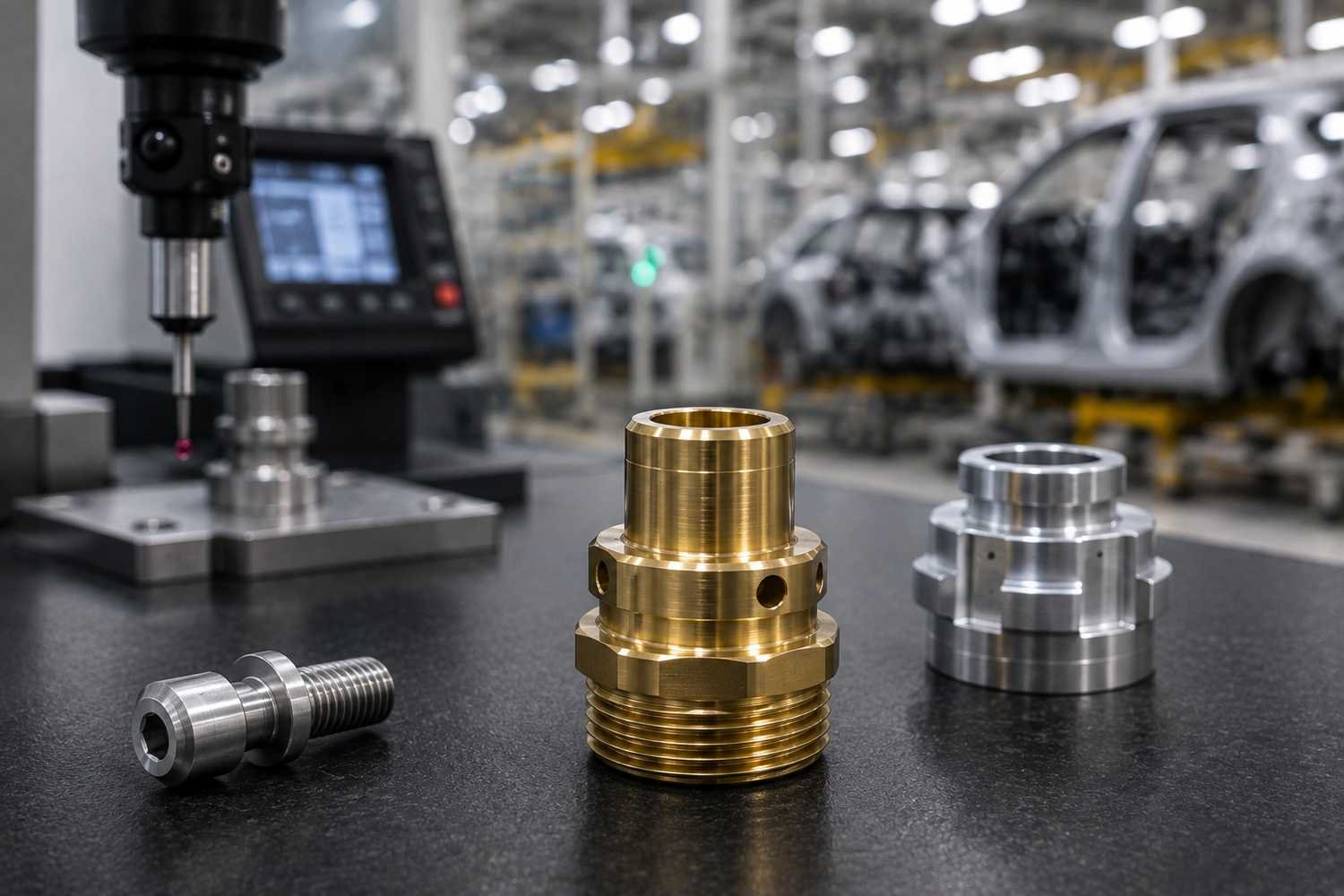 Precision-machined automotive component undergoing quality inspection